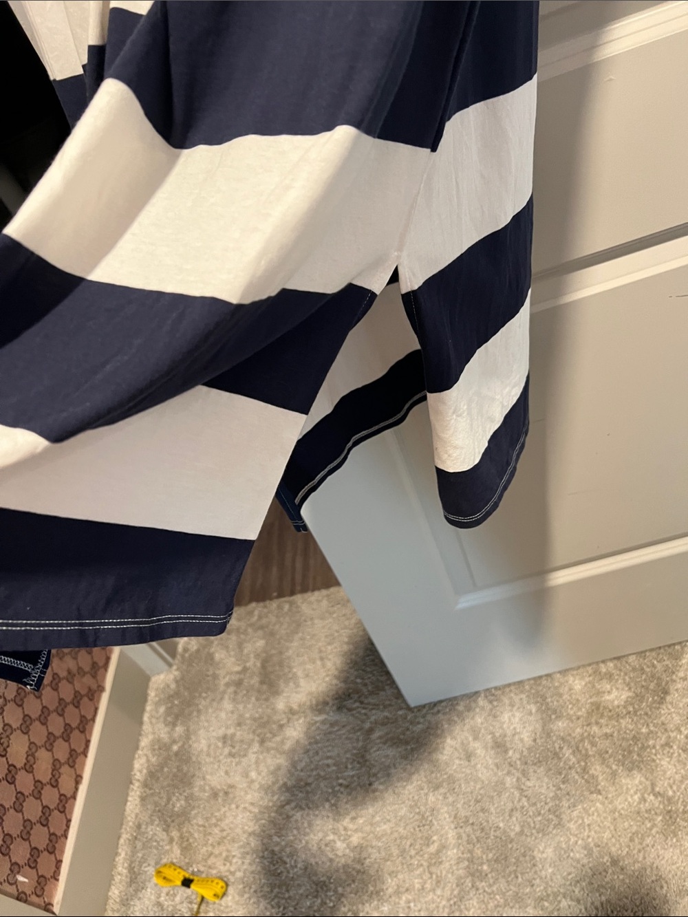 J. Crew Navy and White Striped Short Sleeve Midi Dress - Picture 6 of 11